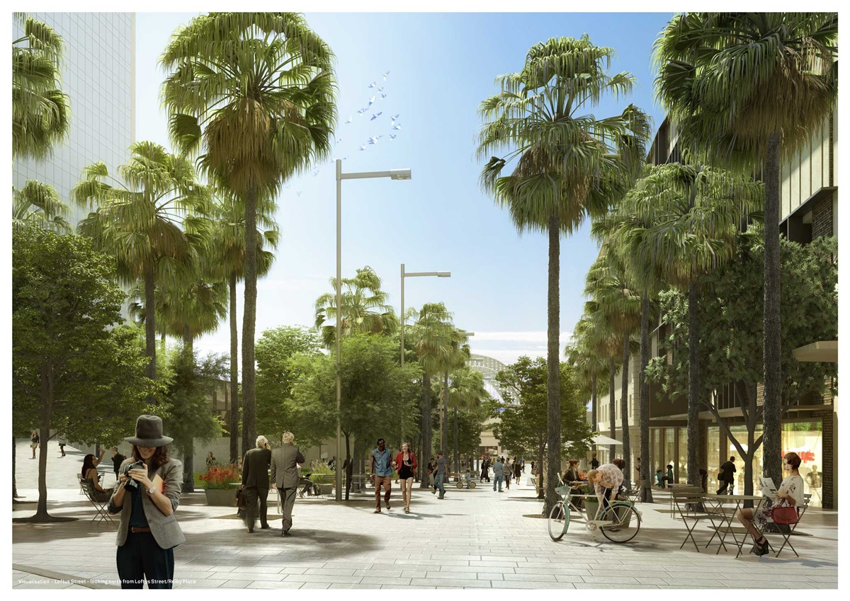 Published proposal visualisation of Loftus Street, City of Sydney